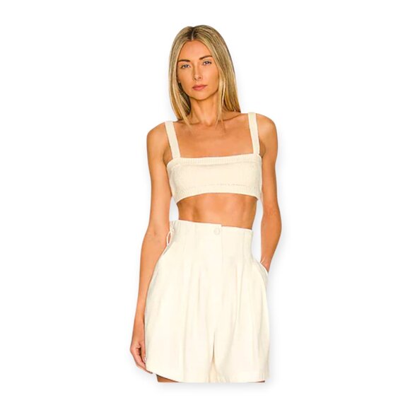 Sleeveless Neutral Cream Ribbed Boxy Knit Tank by WeWoreWhat L - Picture 2 of 10